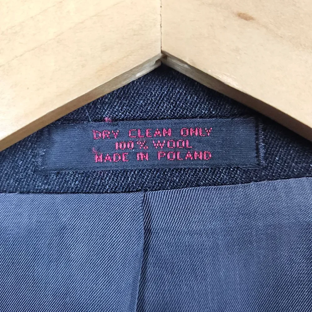 Andre Villard Men's Charcoal Gray Blazer Size‎ L44 100% Wool Double Breasted